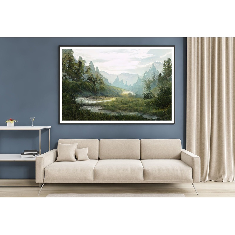 A River Flowing a Valley with Trees & Mountains Home Decor Premium Quality Poster Print Choose Your Sizes