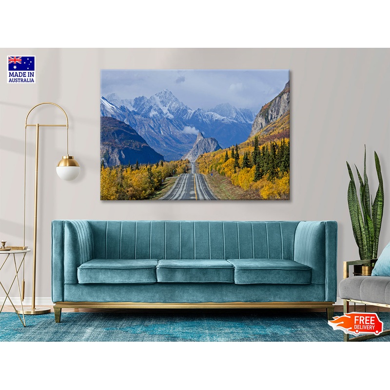A Road Winding through a Mountainous Print 100% Australian Made