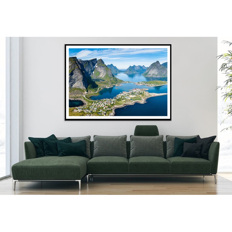 A Scenic View of Lofoten on the Water with Mountains Home Decor Premium Quality Poster Print Choose Your Sizes