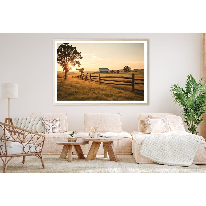 A Serene Farm Scene at Sunset Home Decor Premium Quality Poster Print Choose Your Sizes