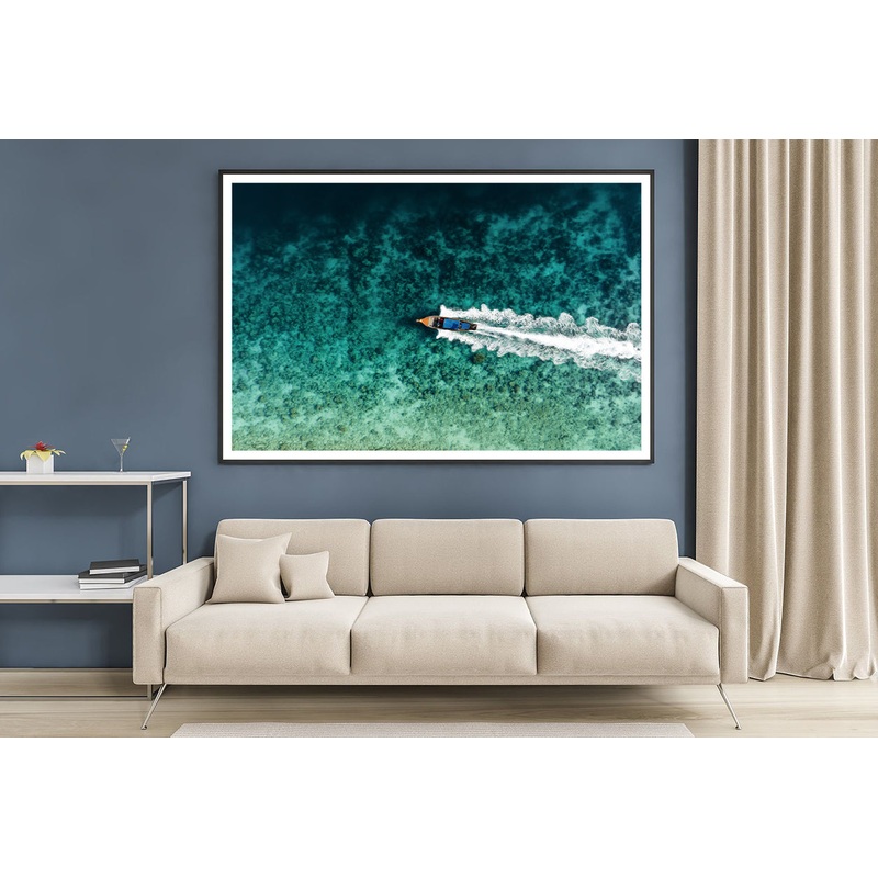 Aerial View of a Long tail Boat Sailing on a Water Home Decor Premium Quality Poster Print Choose Your Sizes