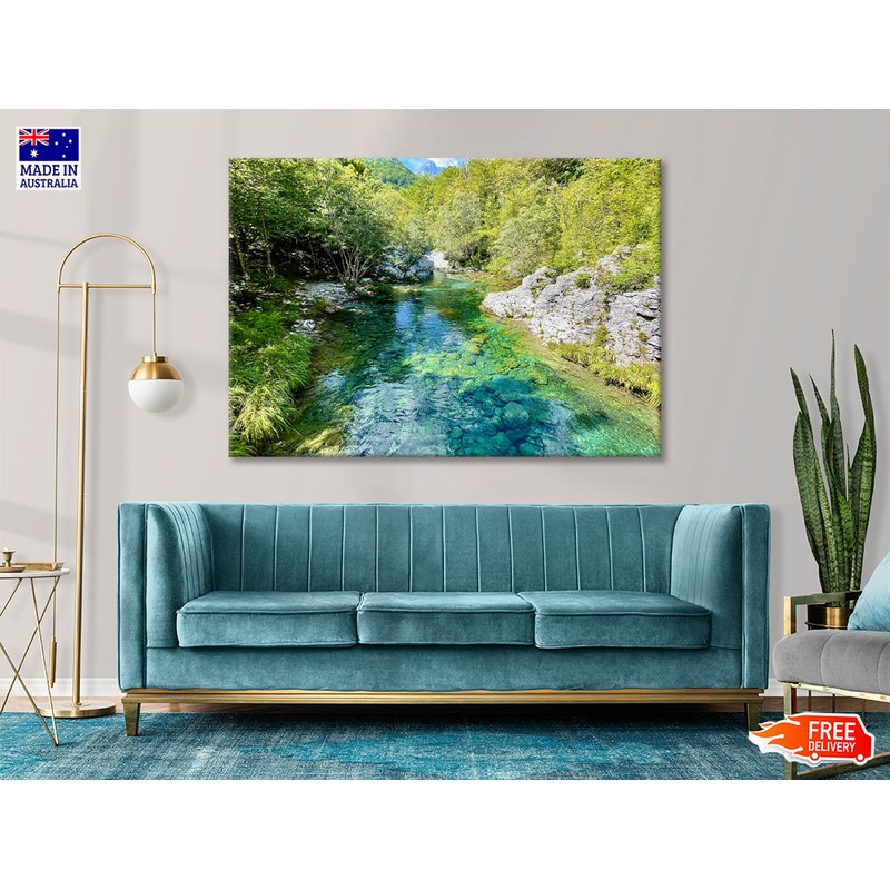 Beautiful River with Rocks and Trees Print 100% Australian Made