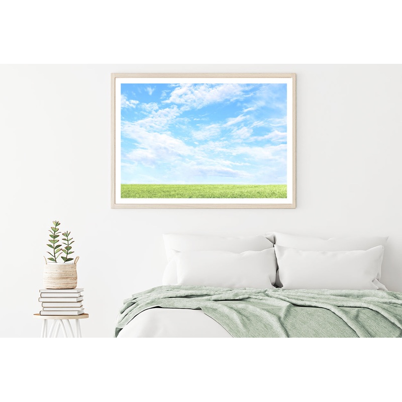 Beautiful Scenic View of Grassy Field and Blue Sky Home Decor Premium Quality Poster Print Choose Your Sizes