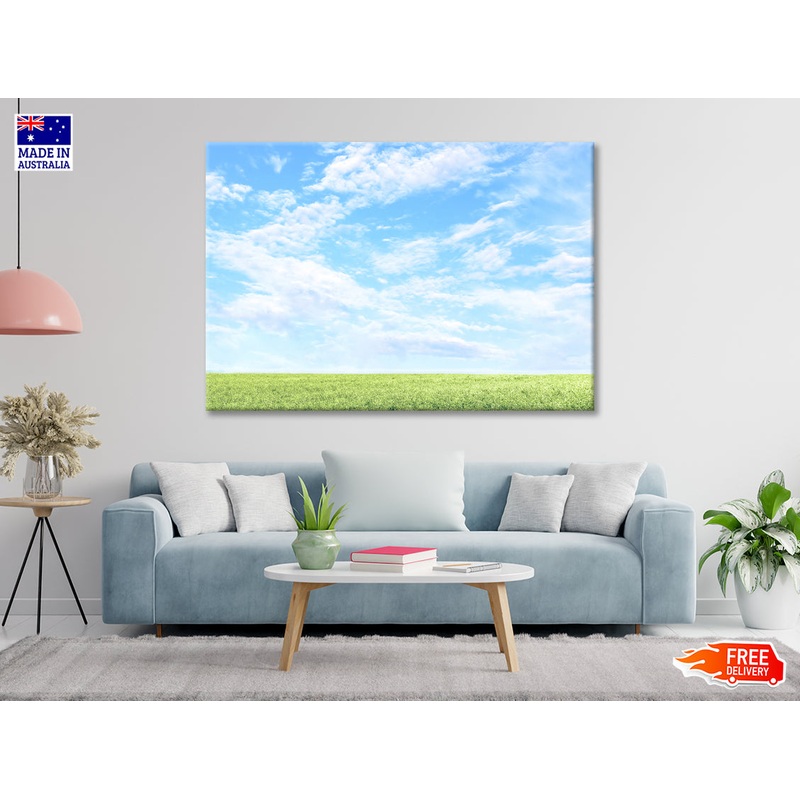 Beautiful Scenic View of Grassy Field and Blue Sky Print 100% Australian Made