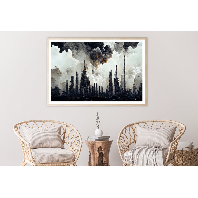 Tall Buildings and Smoke Visible View Home Decor Premium Quality Poster Print Choose Your Sizes
