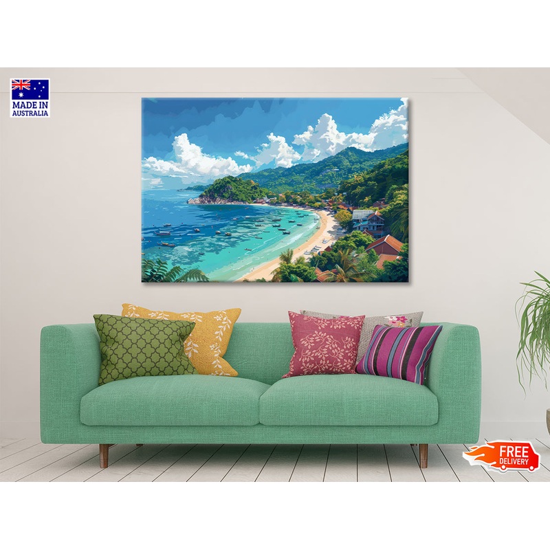 Tropical Beach Paradise with Clear Water & Nature Print 100% Australian Made