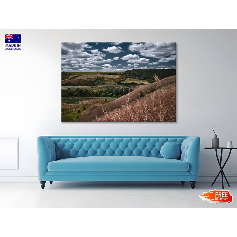 View of a Cloudy Sky and Forest Scenery Print 100% Australian Made