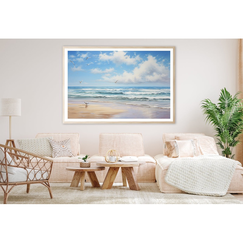 View of Birds Flying Over a Beach Home Decor Premium Quality Poster Print Choose Your Sizes