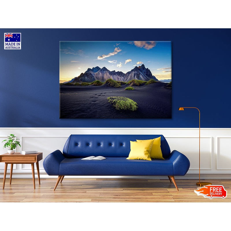 View of Mountains with a Cloudy Sky Print 100% Australian Made