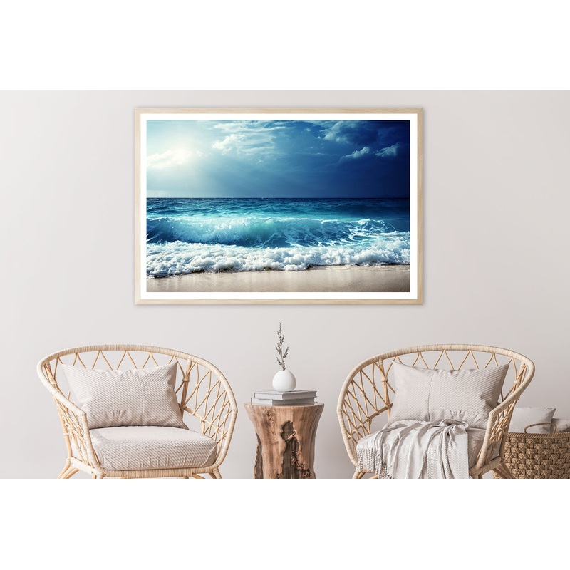 View of Waves at Seychelles Beach Home Decor Premium Quality Poster Print Choose Your Sizes
