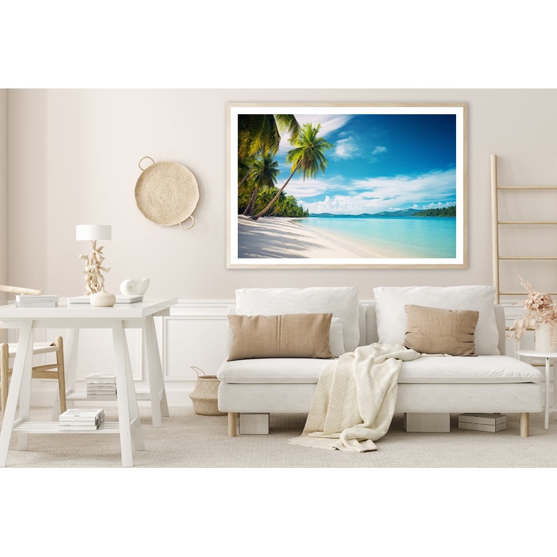 Beach with Palm Trees & a Clear Sky Home Decor Premium Quality Poster Print Choose Your Sizes