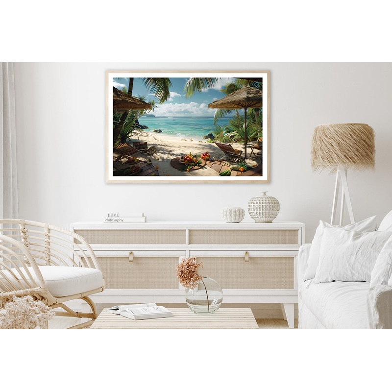 Beach with Palm Trees View Home Decor Premium Quality Poster Print Choose Your Sizes