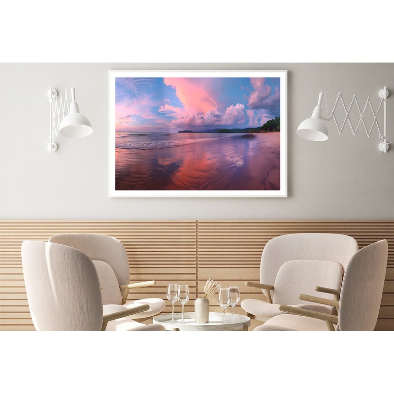 Beautiful Beach & Pink Sky Home Decor Premium Quality Poster Print Choose Your Sizes