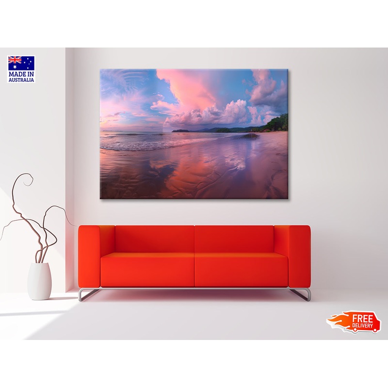 Beautiful Beach & Pink Sky Print 100% Australian Made