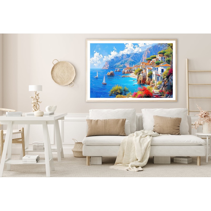 Town with Mountains in the Background Home Decor Premium Quality Poster Print Choose Your Sizes