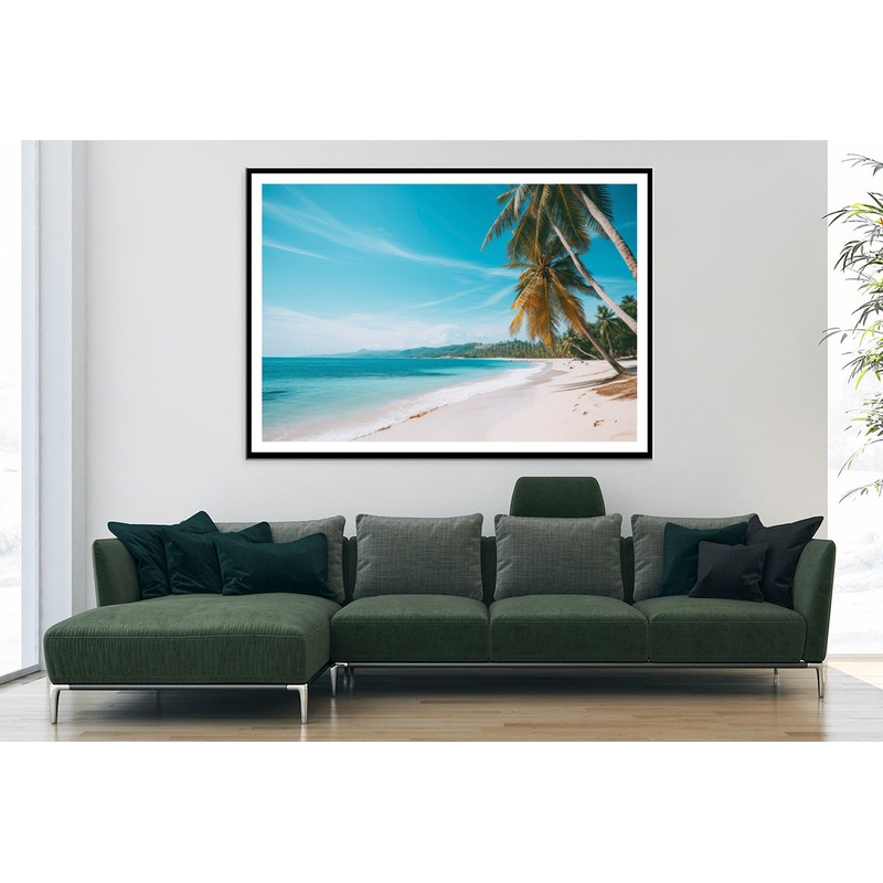 Tropical Beach Paradise with Palm Trees Home Decor Premium Quality Poster Print Choose Your Sizes