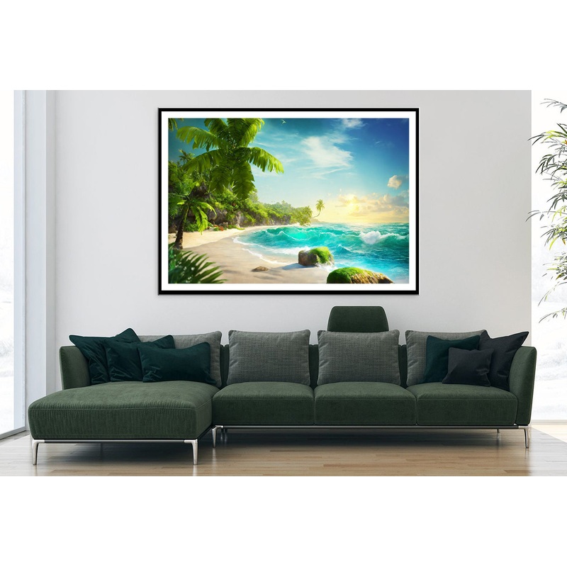 Tropical Island with Palm Trees View Home Decor Premium Quality Poster Print Choose Your Sizes