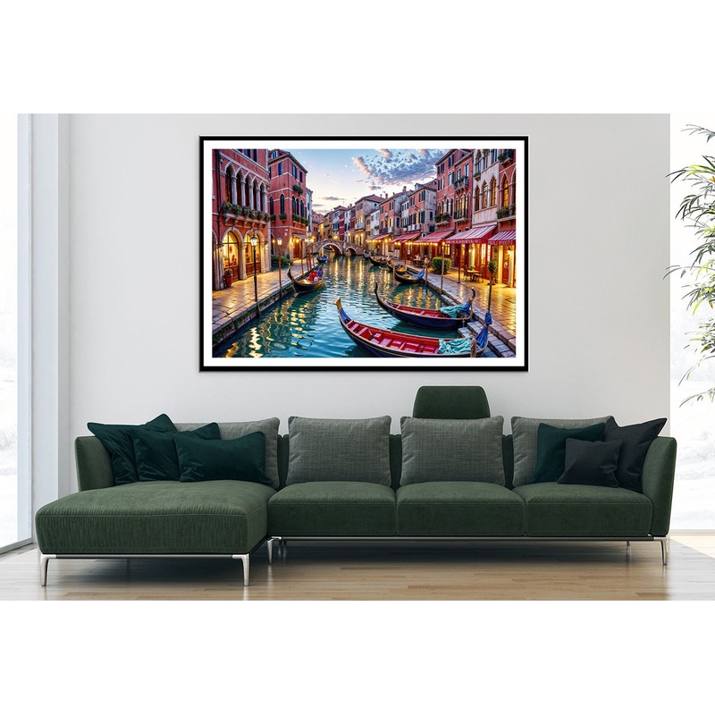 Venice Canals with Buildings Oil Painting Home Decor Premium Quality Poster Print Choose Your Sizes