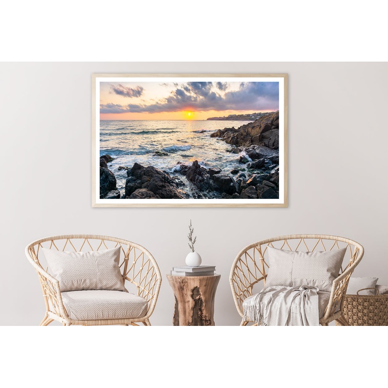 View of Coast of the Ocean at Sunset Home Decor Premium Quality Poster Print Choose Your Sizes