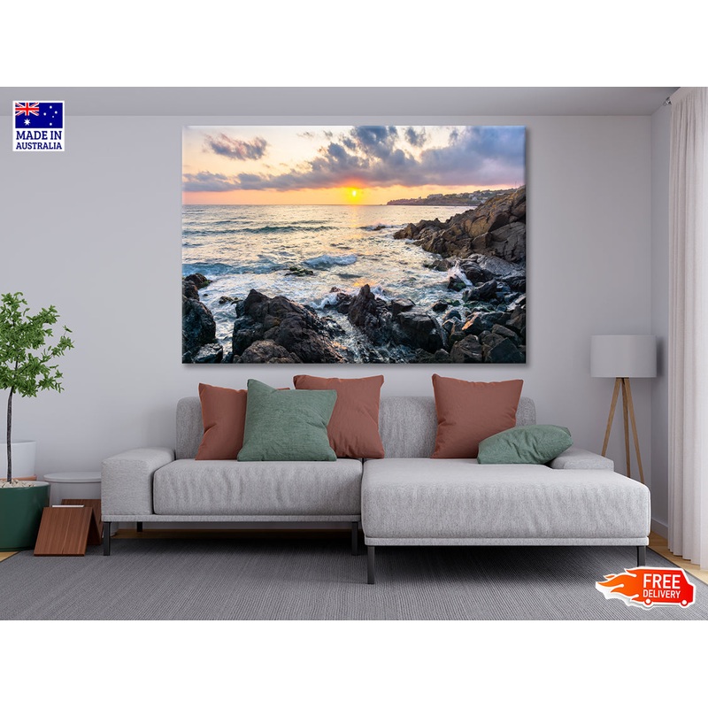 View of Coast of the Ocean at Sunset Print 100% Australian Made