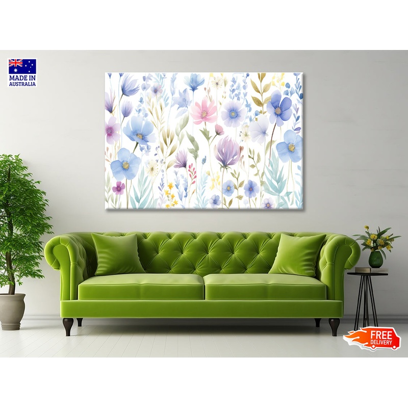 Watercolor Style Abstract Flowers Print 100% Australian Made