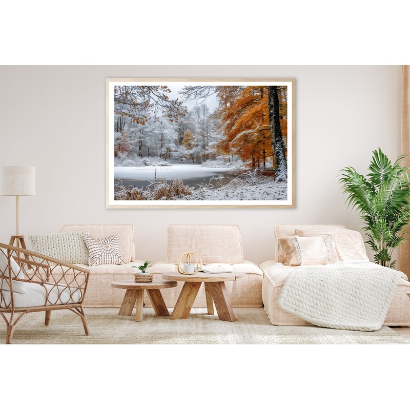 Winter with Autumn Leaves Home Decor Premium Quality Poster Print Choose Your Sizes