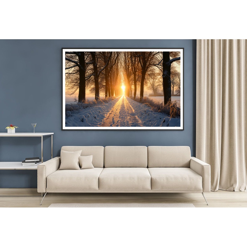 Winter with Tree Alley at Sunset Home Decor Premium Quality Poster Print Choose Your Sizes