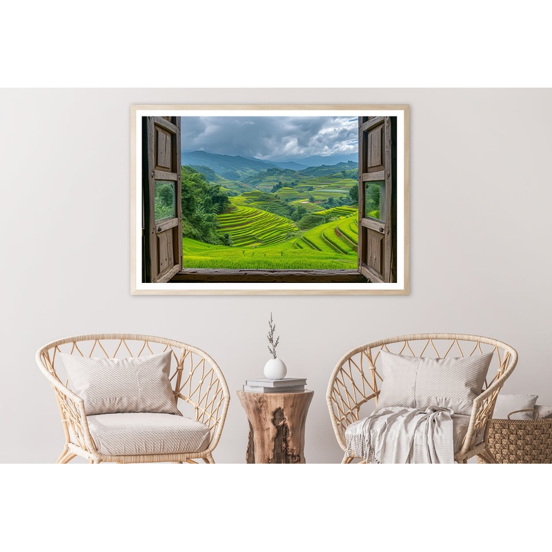 A Green Valley Seen Through a Window Home Decor Premium Quality Poster Print Choose Your Sizes