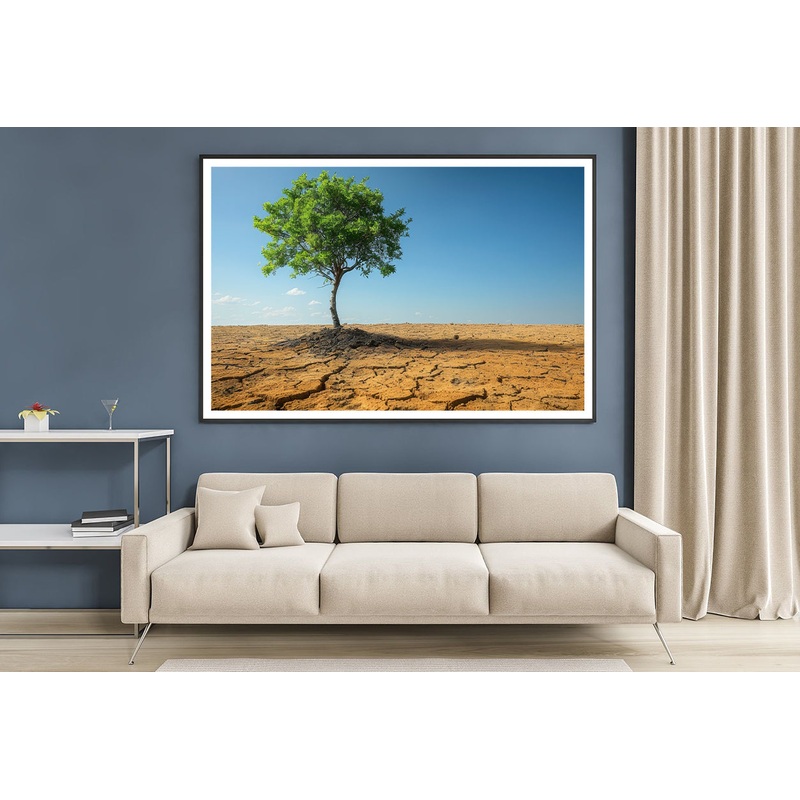 A Tree Is Standing In a Barren Desert Home Decor Premium Quality Poster Print Choose Your Sizes