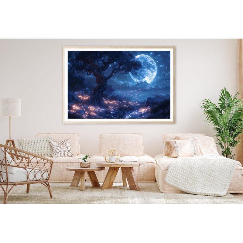 A Tree with Lights in the Background Home Decor Premium Quality Poster Print Choose Your Sizes