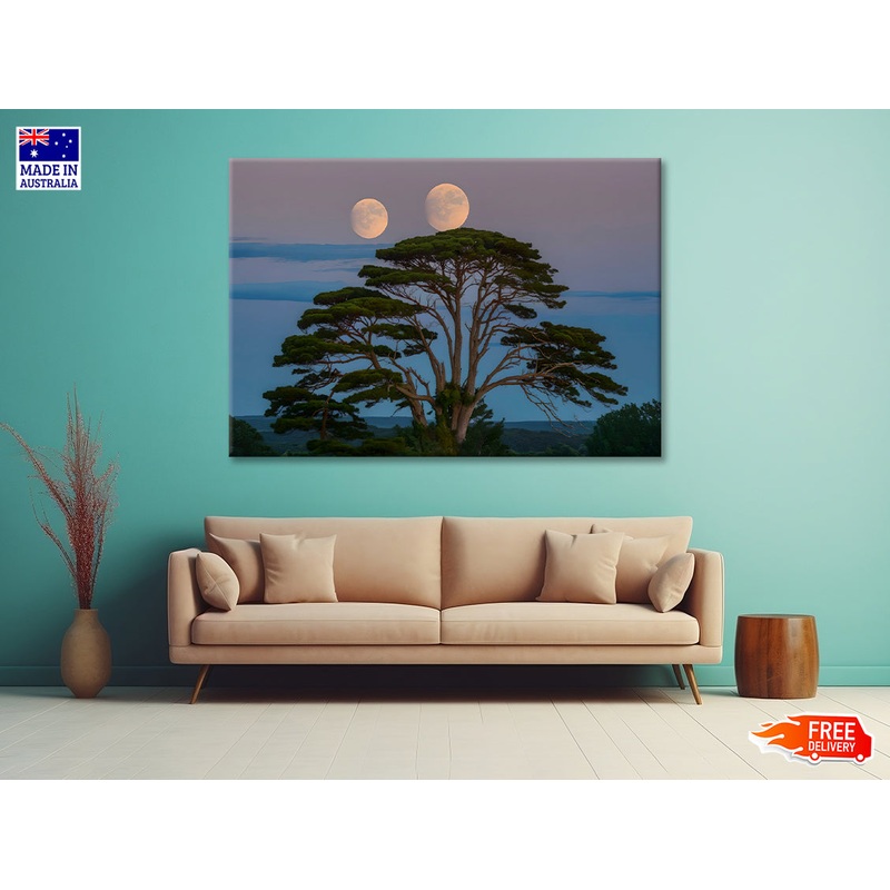 A Tree with the Moon in the Background Print 100% Australian Made