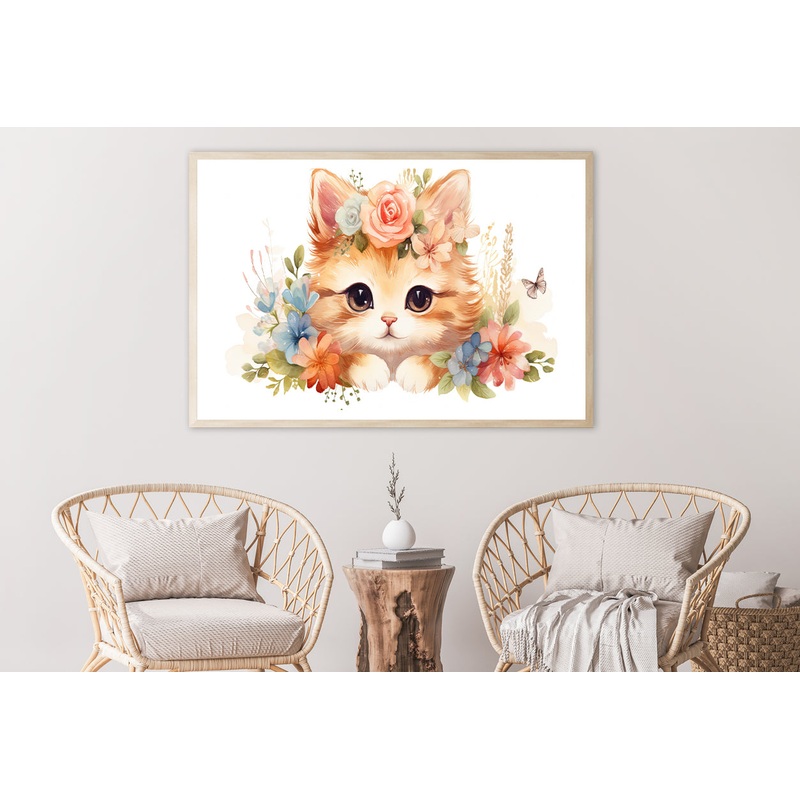 Baby Cat in Flower Blossom Garden Home Decor Premium Quality Poster Print Choose Your Sizes