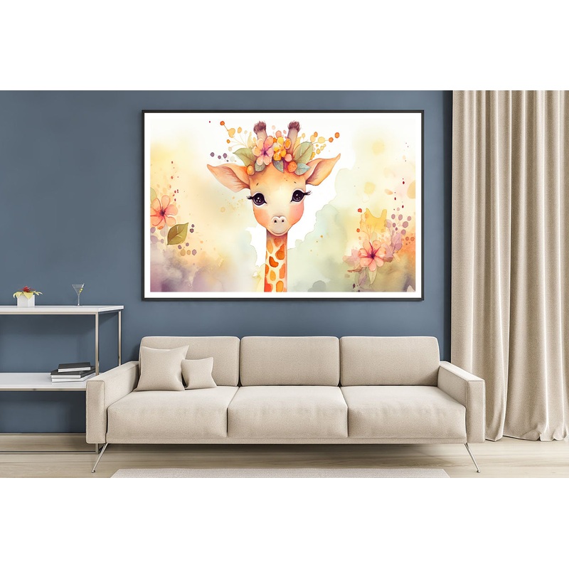 Baby Giraffe in Flower Blossom Garden Home Decor Premium Quality Poster Print Choose Your Sizes