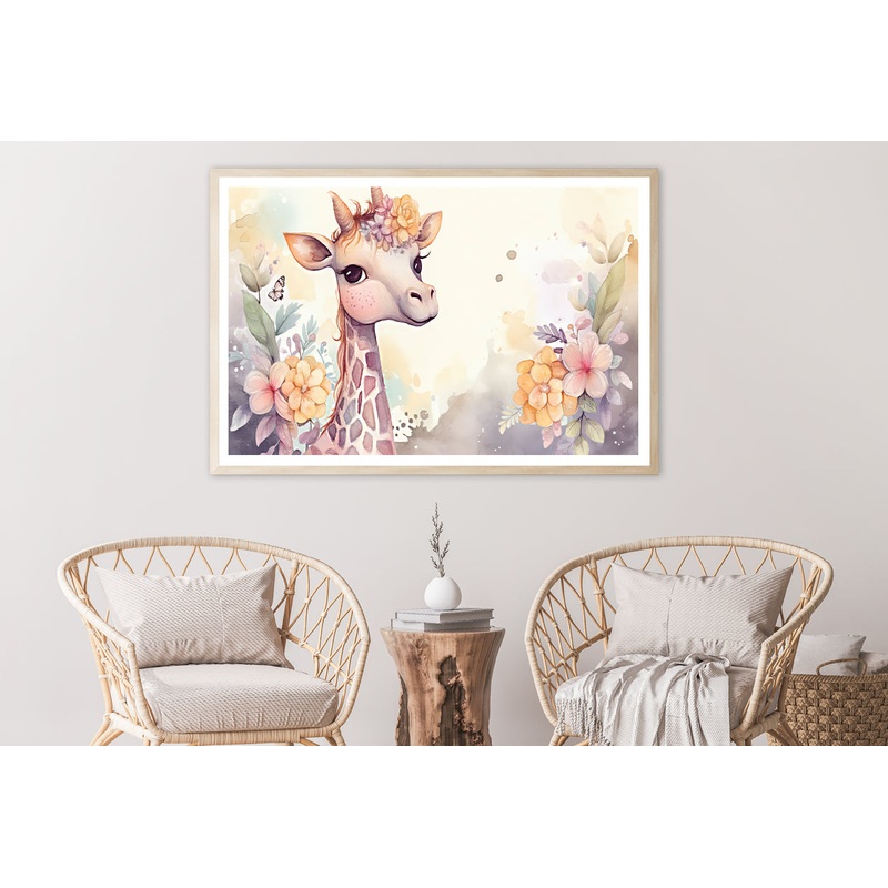 Baby Giraffe Watercolor Style Home Decor Premium Quality Poster Print Choose Your Sizes