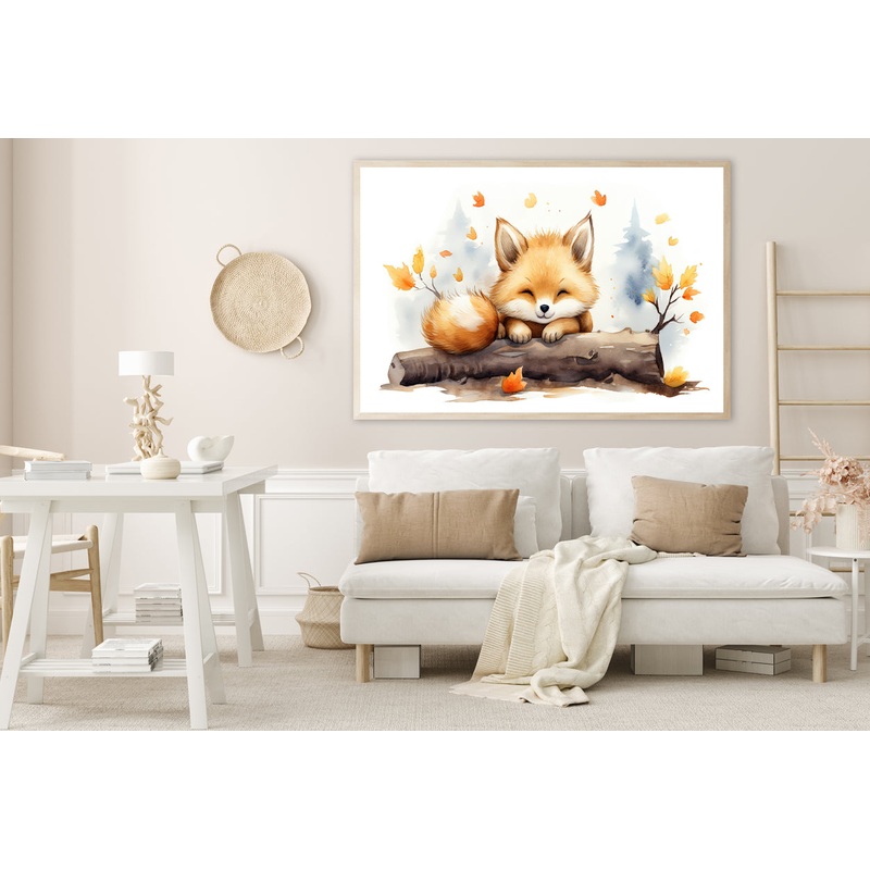 Baby Red Fox in Autumn Garden Home Decor Premium Quality Poster Print Choose Your Sizes