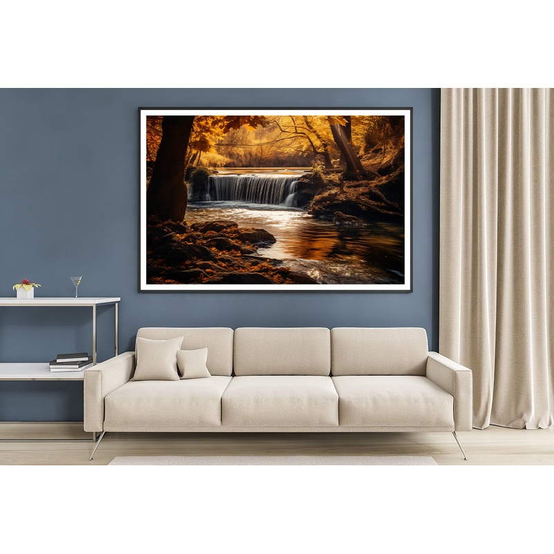 Beautiful autumn with Yellow Trees and Water Home Decor Premium Quality Poster Print Choose Your Sizes