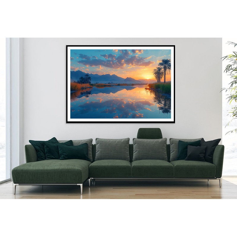 Sunrise over the Lake with Mountains Home Decor Premium Quality Poster Print Choose Your Sizes