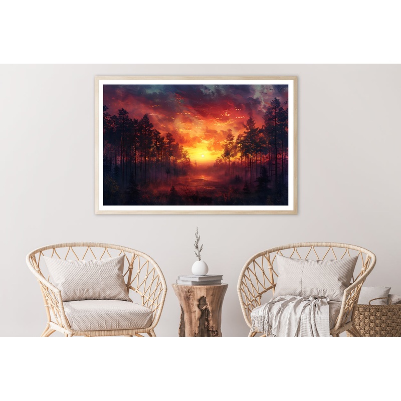 Sunset on the River with Trees Home Decor Premium Quality Poster Print Choose Your Sizes