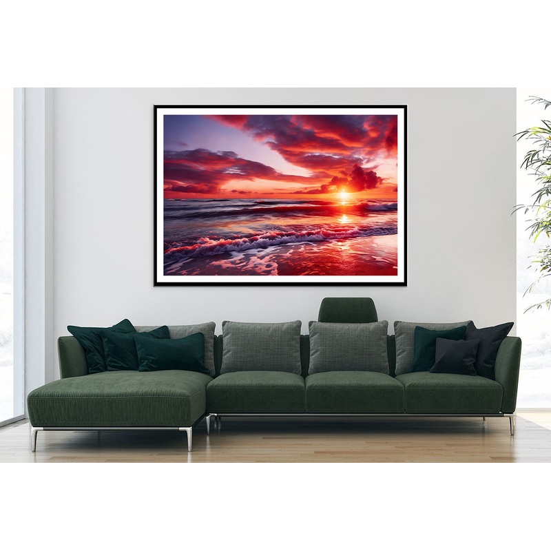 Sunset over a Beach with Sky Home Decor Premium Quality Poster Print Choose Your Sizes