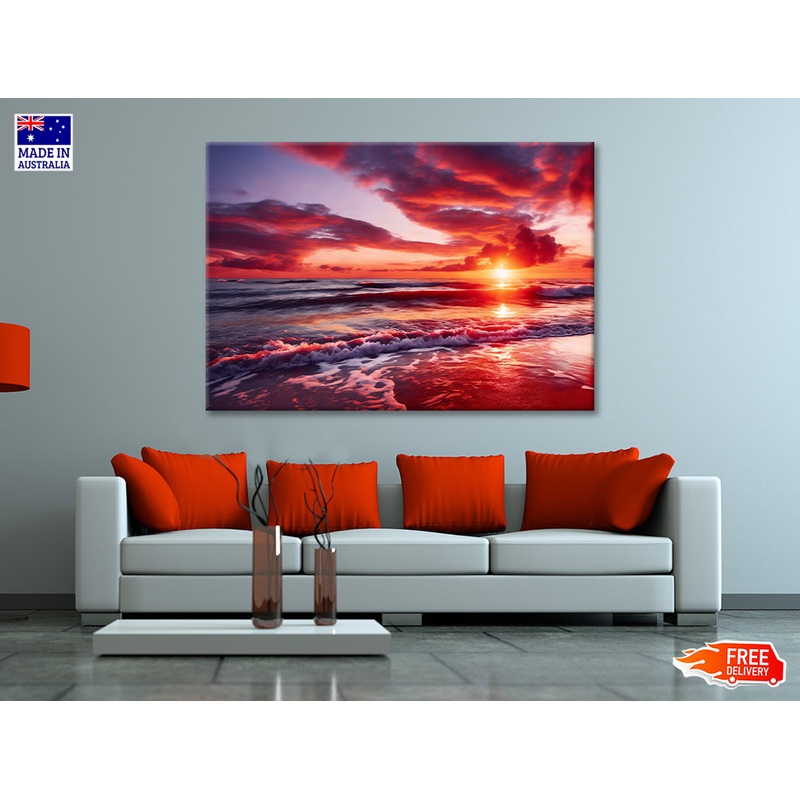 Sunset over a Beach with Sky Print 100% Australian Made