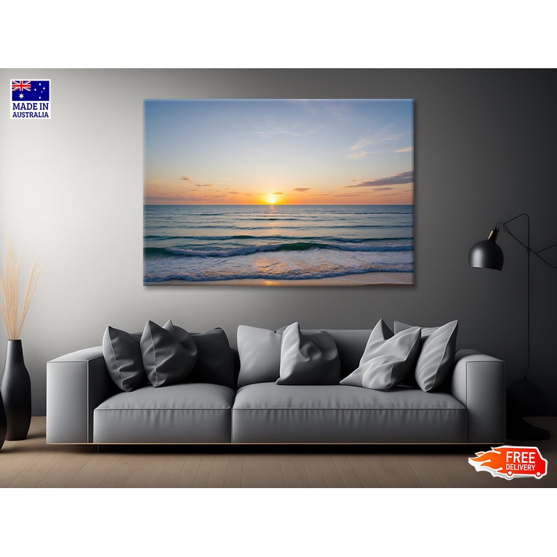 Sunset over the Ocean with Sky & Clouds Print 100% Australian Made