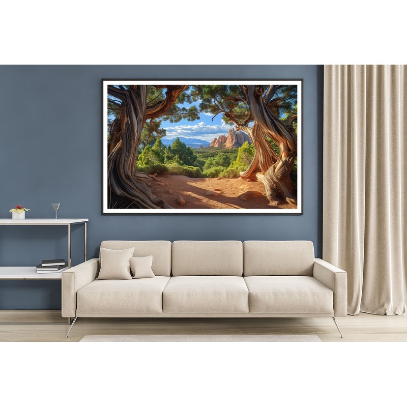 Tree with a Scenic Backdrop of a Mountain Range Home Decor Premium Quality Poster Print Choose Your Sizes