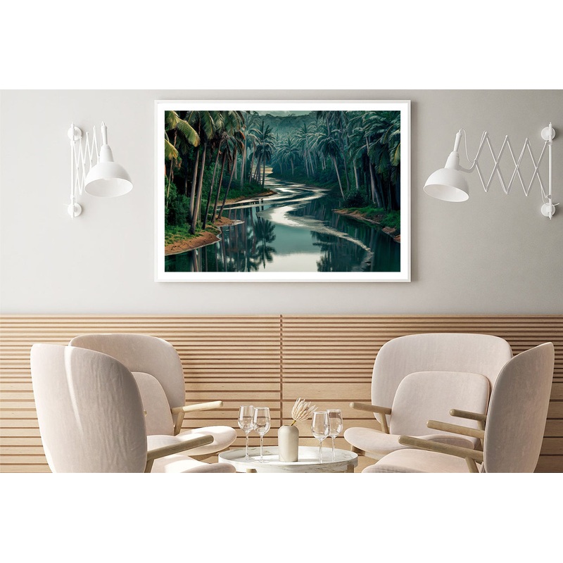 Tropical Forest with Trees, Lake Home Decor Premium Quality Poster Print Choose Your Sizes