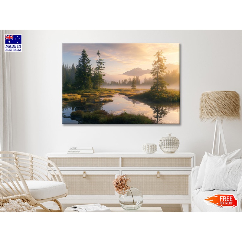 View at Heather Meadow with Mountains Print 100% Australian Made