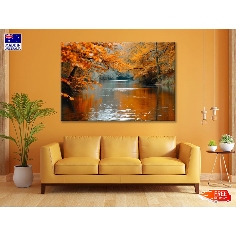 View of River Surrounded By Trees Print 100% Australian Made