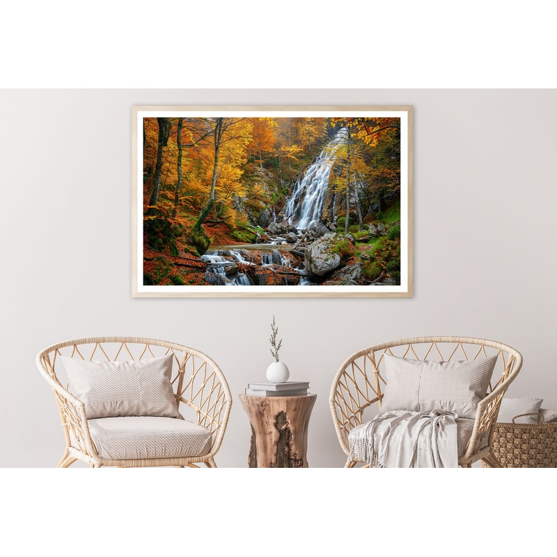 Waterfall in a Forest with Trees Home Decor Premium Quality Poster Print Choose Your Sizes