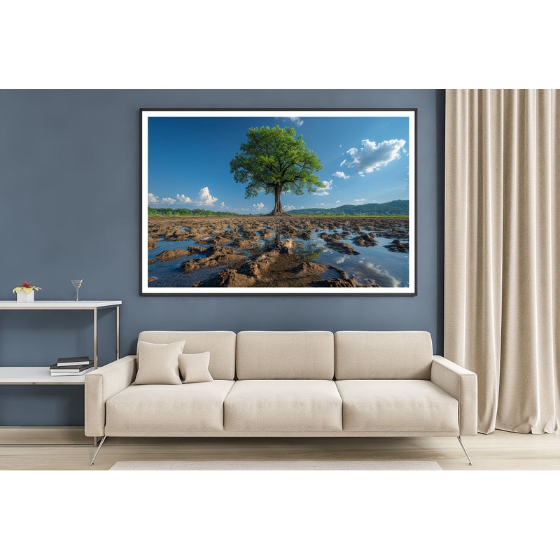 A Tree Is Standing In a Field Home Decor Premium Quality Poster Print Choose Your Sizes
