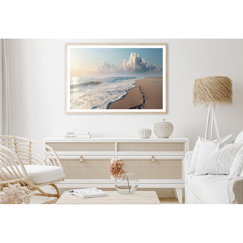 Beach with Waves and Clouds Home Decor Premium Quality Poster Print Choose Your Sizes