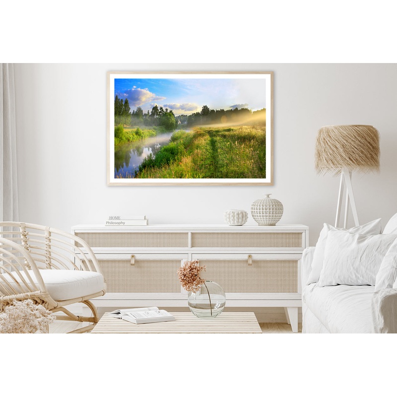 Sunrise, Fog and the River Home Decor Premium Quality Poster Print Choose Your Sizes