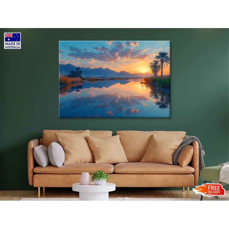Sunrise over the Lake with Mountains Print 100% Australian Made